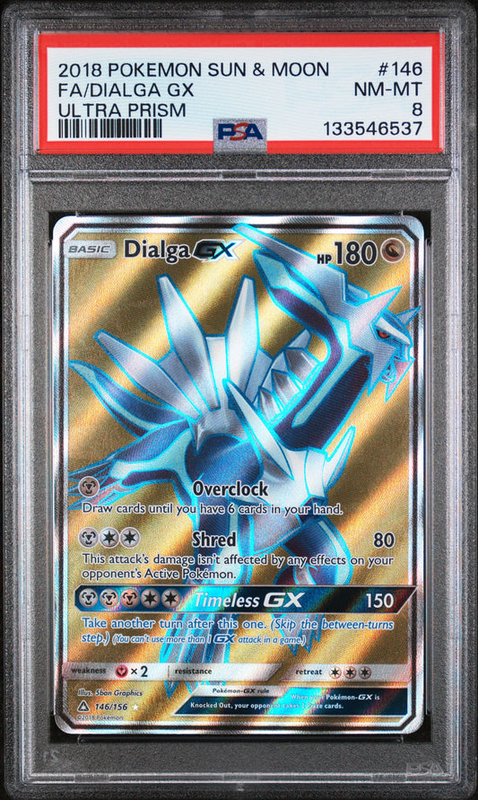 Dialga Gx 146/156 Ultra Prism Pokemon PSA 8