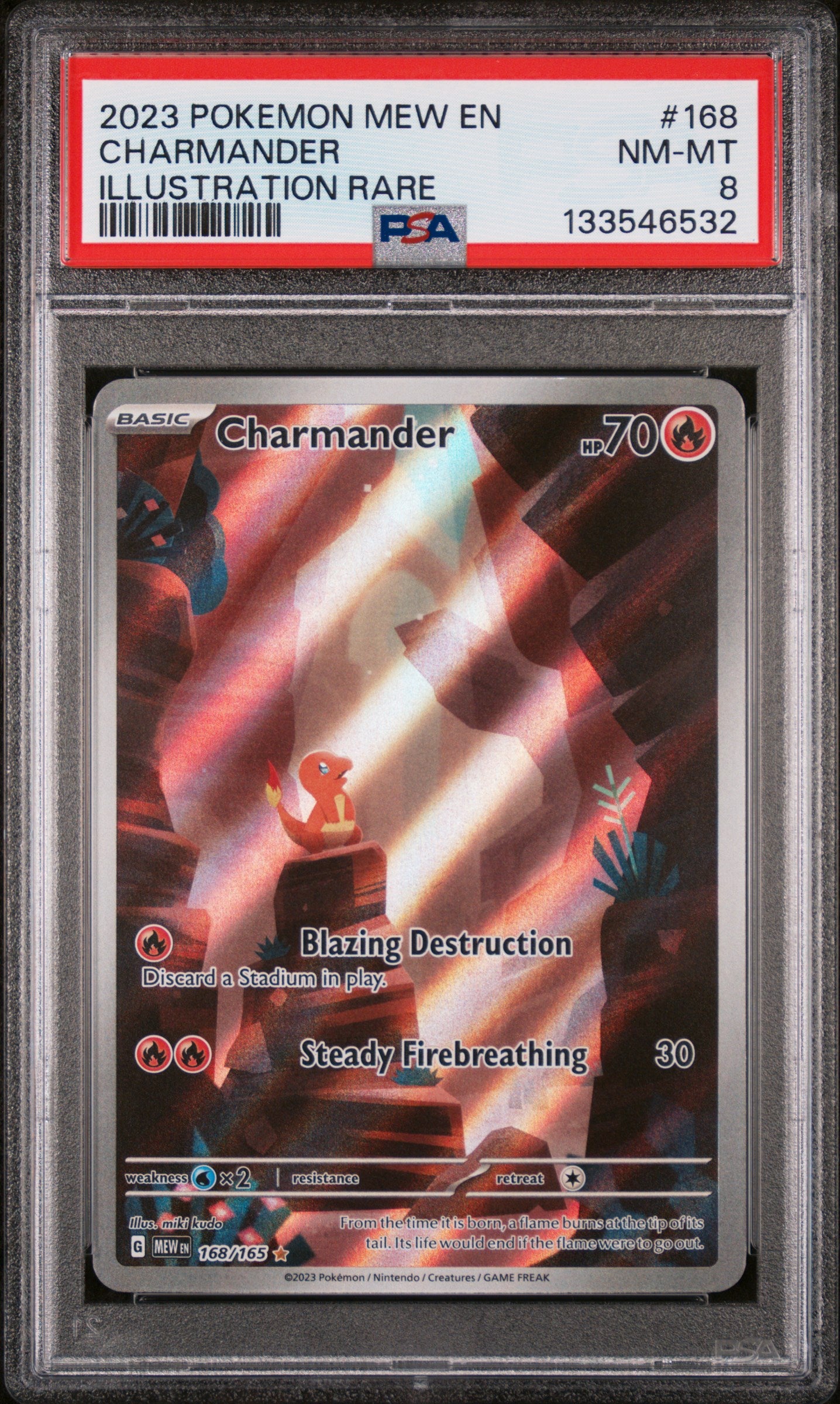 Charmander 168/165 Illustration Rare 151 Pokemon PSA 8