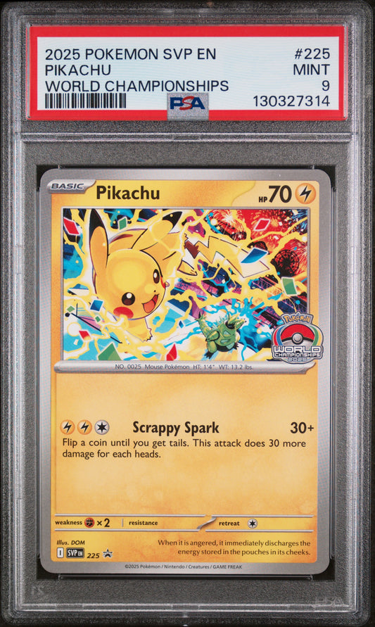 Pikachu 225 World Championships Svp En-sv Black Star Promo Pokemon PSA 9